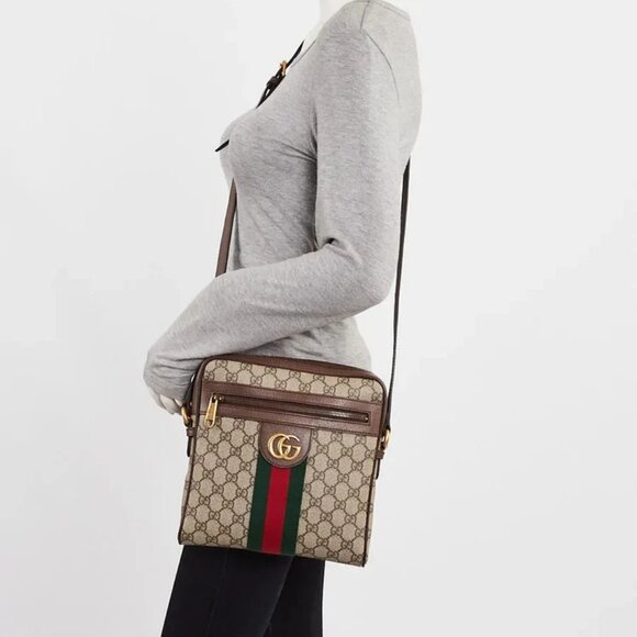 Gucci Beige Supreme GG Coated Canvas Vintage Web Ophidia Small Messenger Bag - Picture 2 of 12